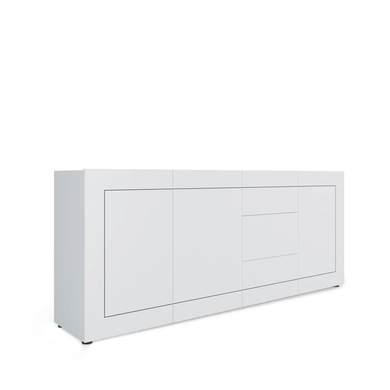 Madia 3 Ante e 3 Cassetti 200x40x83,5 cm Elios Bianco Lucido