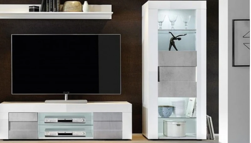 Mobile Vetrina 61x42X167 cm July bianco e grigio