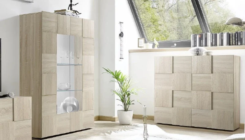 Mobile Vetrina 121x42x166 cm 2 ante Artica rovere