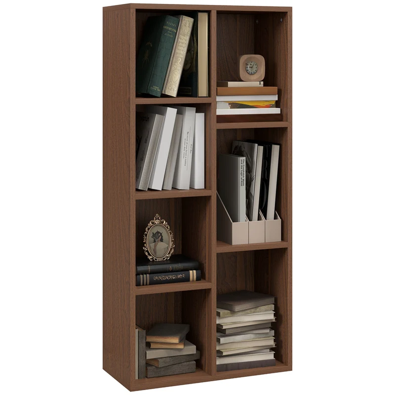 Libreria a Cubi 50x24x106 cm Vani a Giorno di Diverse Dimensioni Rivestimento in Melamina Color Noce