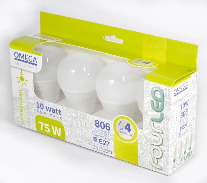 Set 4 Pezzi Goccia A60: 10W - 4000K - E27 - A+