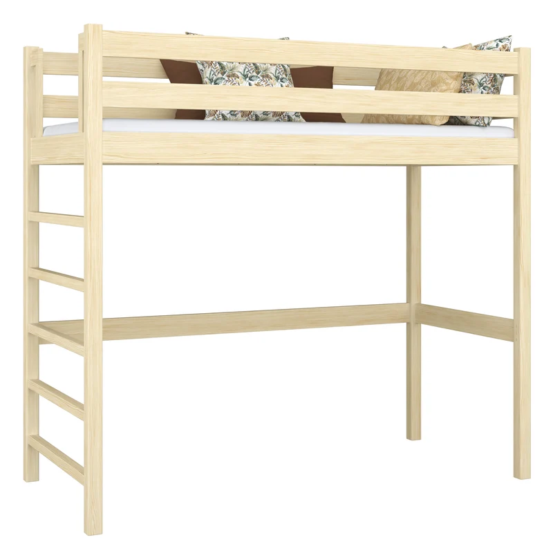 Letto a soppalco in legno N01 pino trasparente