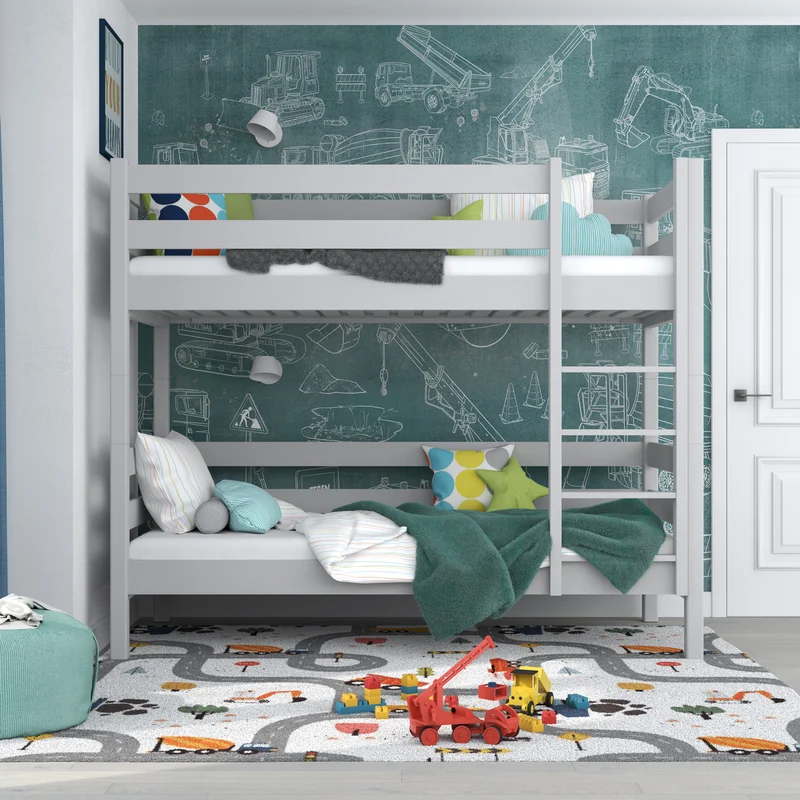 Letto a castello in legno N01 grigio cenere