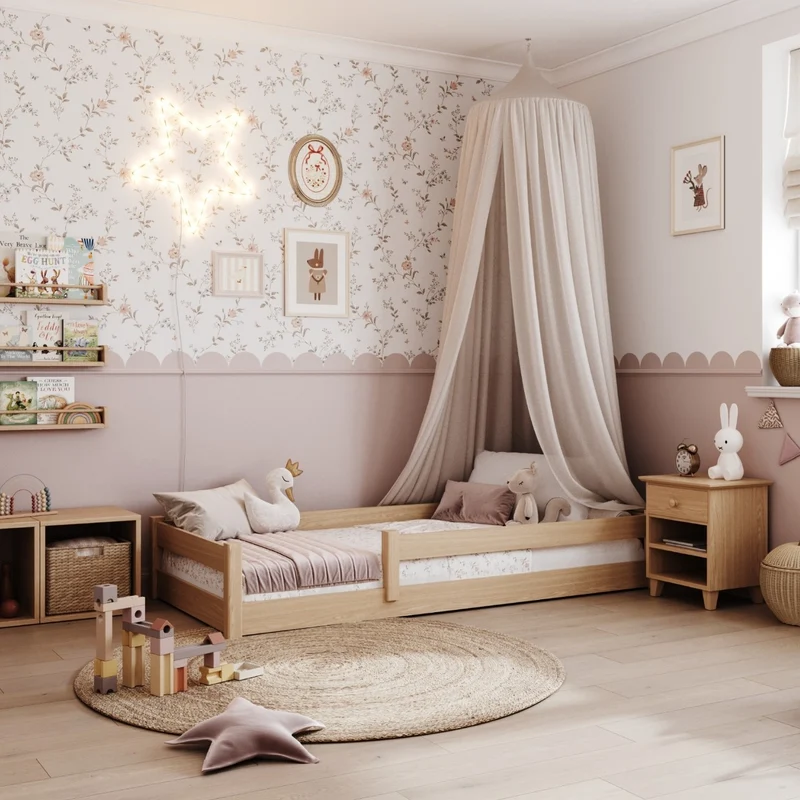 Letto basso in rovere N02 rovere naturale