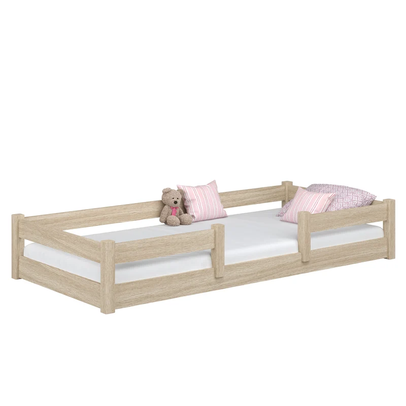 Letto basso in rovere N01 rovere sbiancato