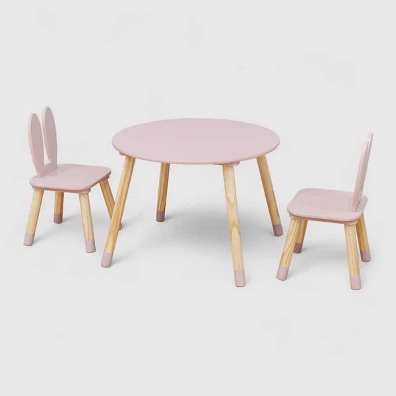 Hely - Set tavolino e 2 seggiole rosa per bambini