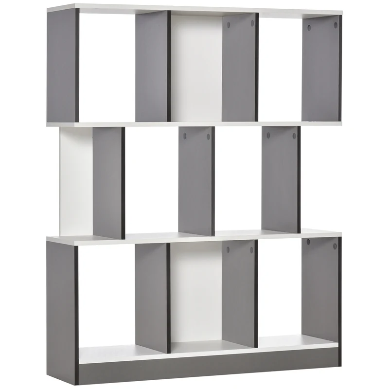 Mobile Libreria a 8 Ripiani 100x24x124 cm in Legno Grigio Carbone