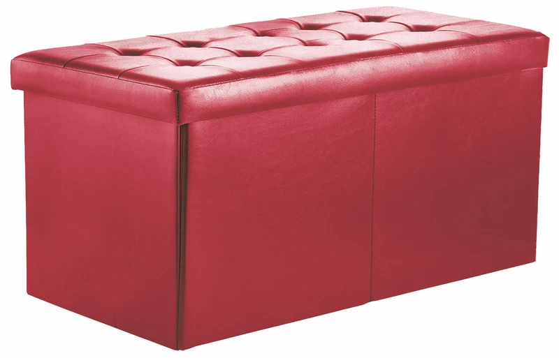 Baule Cassapanca Pouf Contenitore in Similpelle Soriani Rosso