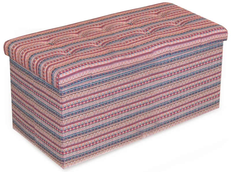 Baule Cassapanca Pouf Contenitore in MDF Soriani Righe Rosso