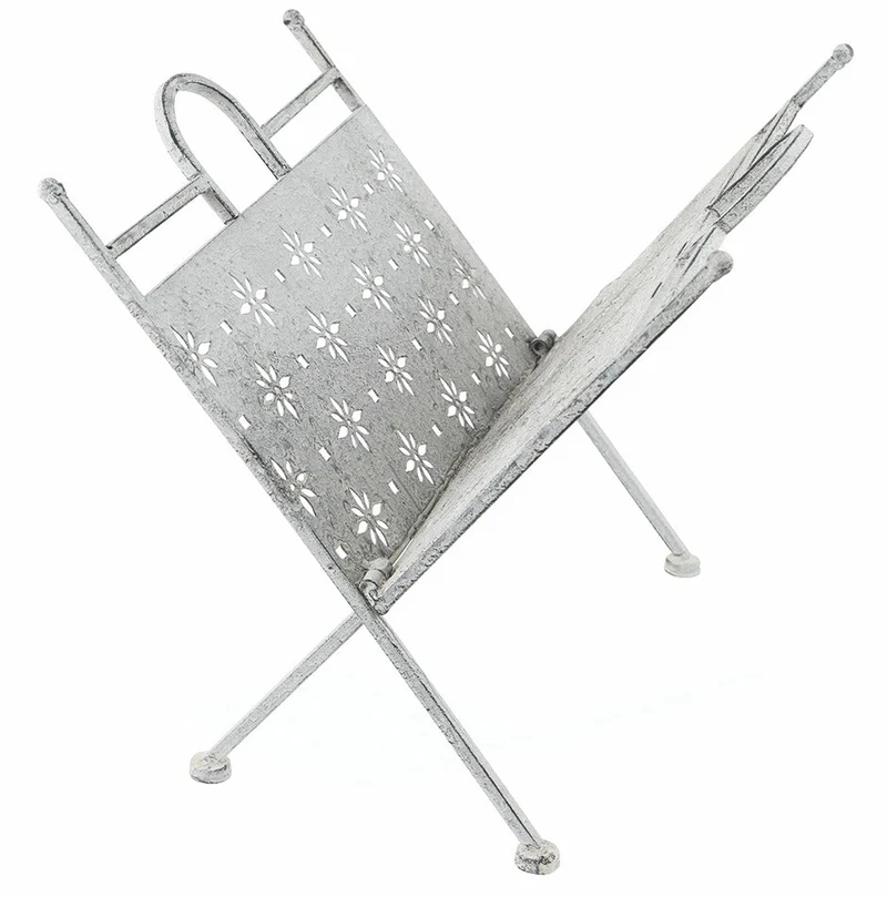 Portariviste Pieghevole in Ferro Battuto 34x34x33 cm Soriani Grigio