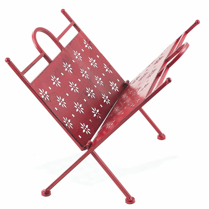 Portariviste Pieghevole in Ferro Battuto 34x34x33 cm Soriani Rosso