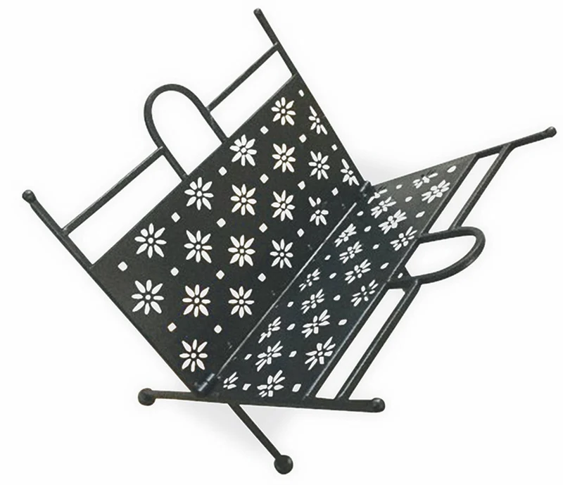 Portariviste Pieghevole in Ferro Battuto 34x34x33 cm Soriani Nero