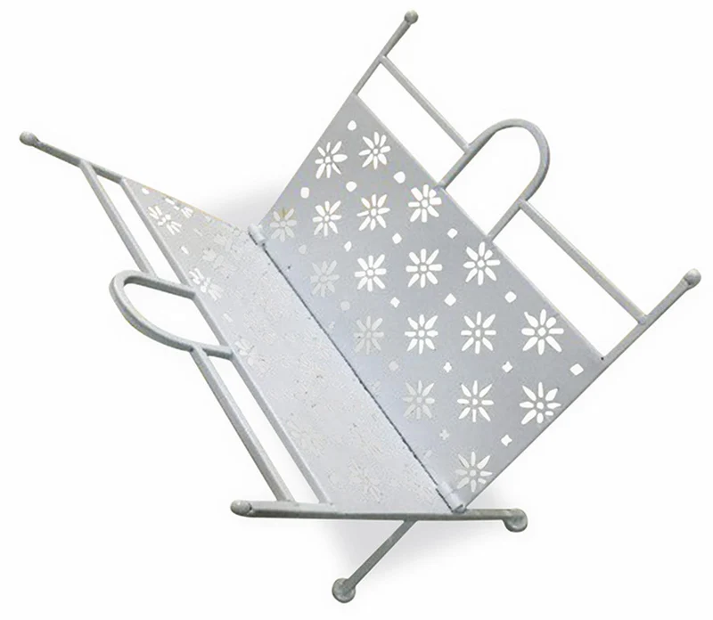Portariviste Pieghevole in Ferro Battuto 34x34x33 cm Soriani Bianco