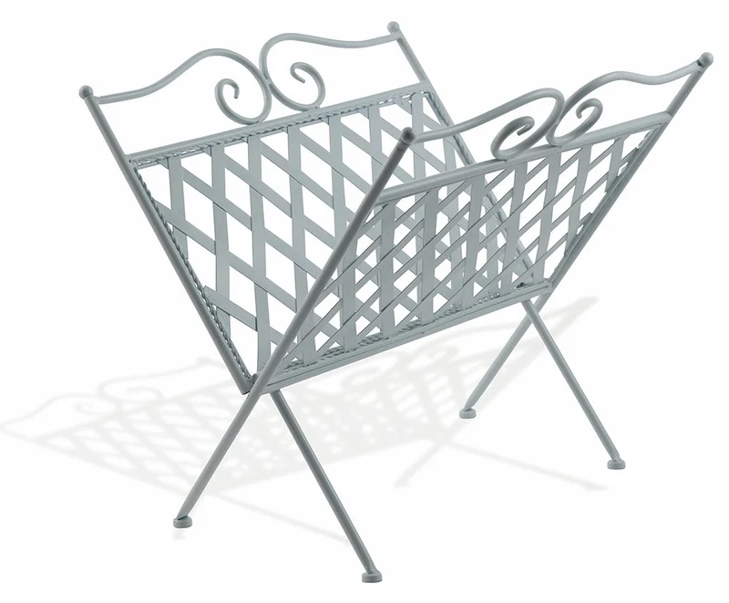 Portariviste Pieghevole in Ferro Battuto 34x34x33 cm Soriani Bianco