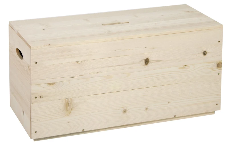 Baule 60x35x35 cm in Legno Massello Grezzo Fumer