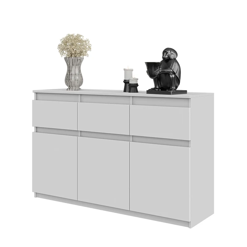NOAH - Cassettiera a 3 cassetti e 3 ante - Credenza per camera da letto - Bianco Opaco