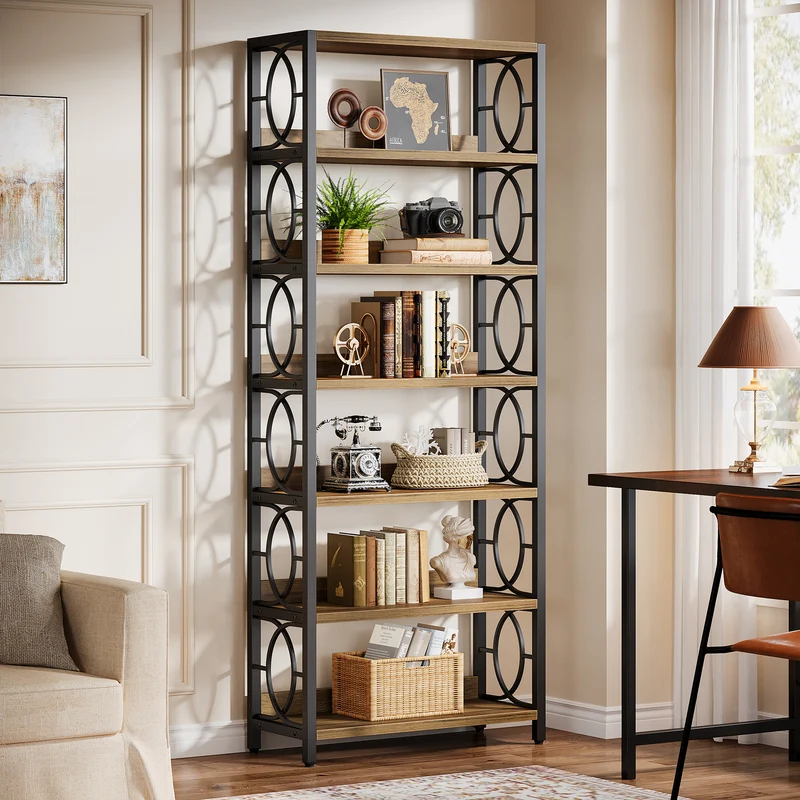 Tribesigns 180 cm Libreria, Espositore con ripiano portaoggetti a 6 ripiani