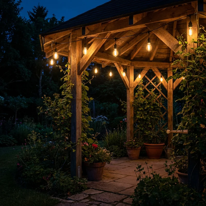 Catenaria Luminosa 5 Metri con 5 Lampadine E27 Incluse – Cavo Nero IP44