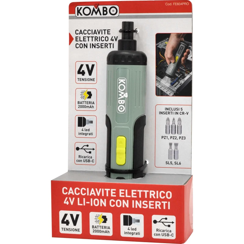 Cacciavite Elettrico 4V Li-Ion con 5 Inserti CR-V