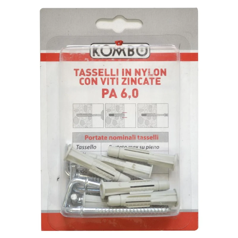 SET DA 6 PZ TASSELLI IN NYLON 6 MM CON GANCIO A