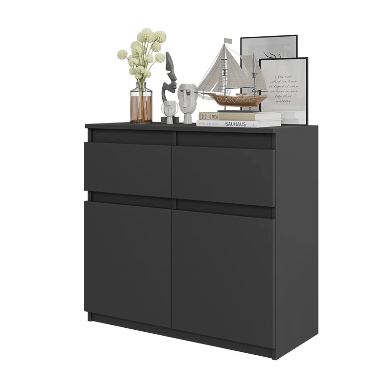 NOAH - Cassettiera con 2 cassetti e 2 ante - Credenza per camera da letto - Antracite