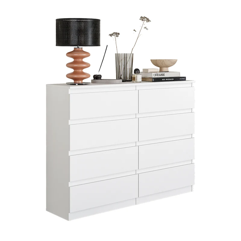 GABRIEL - Cassettiera a 8 cassetti - Credenza per camera da letto - Bianco opaco