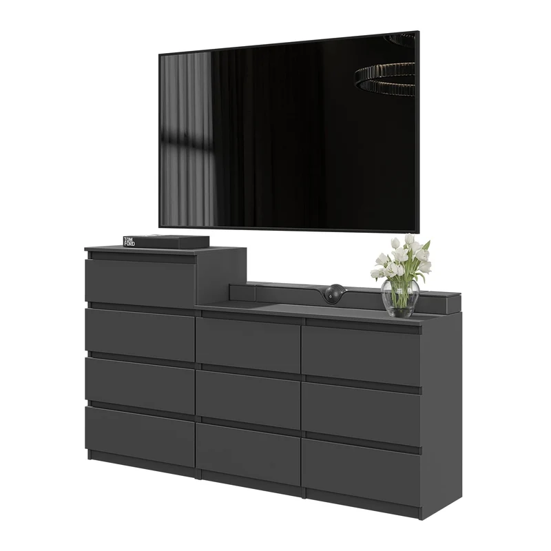 GABRIEL - Cassettiera a 10 cassetti (6+4) - Credenza per camera da letto - Antracite
