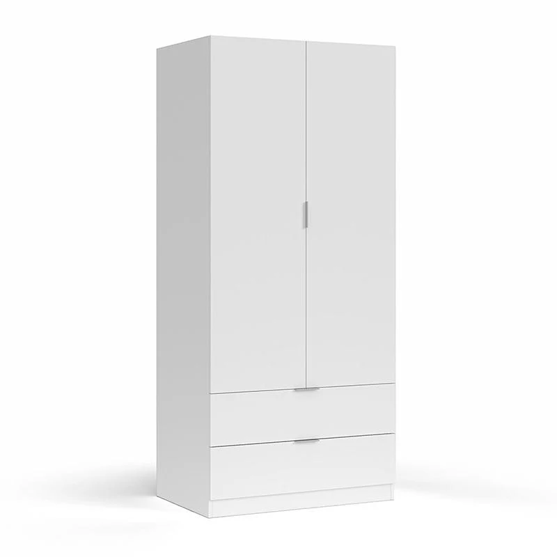 Armadio Guardaroba 81x52x180 cm 2 Ante 2 Cassetti Rizzetti Santa Clara Bianco