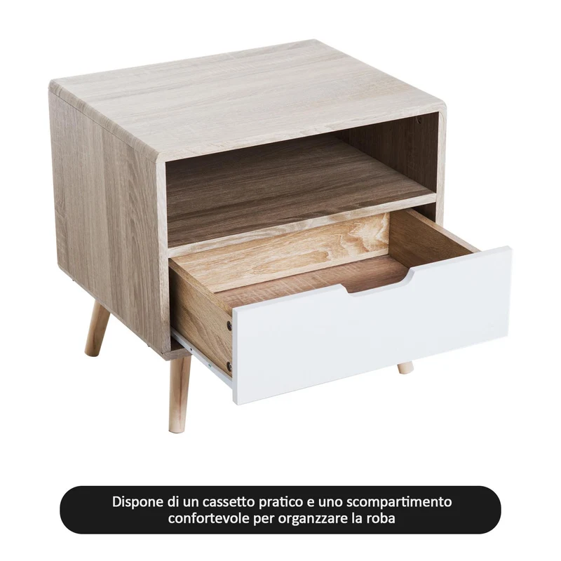Comodino di Design Nordico in Legno 50x40x47 cm