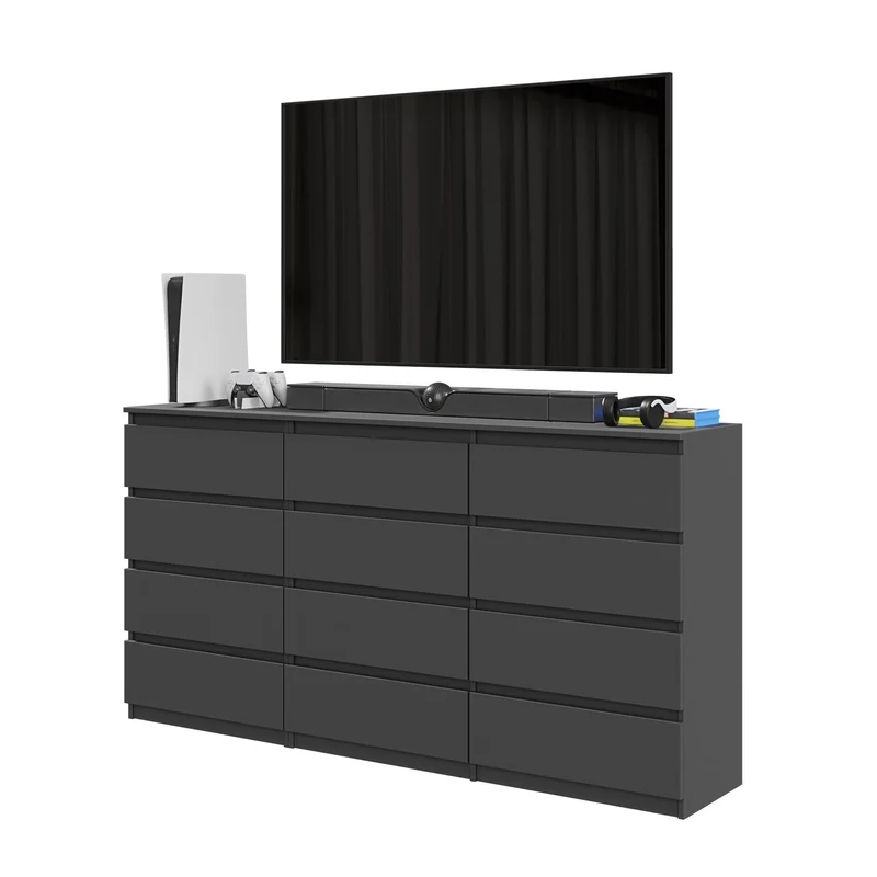 GABRIEL - Cassettiera a 12 cassetti (8+4) - Credenza per camera da letto - Antracite