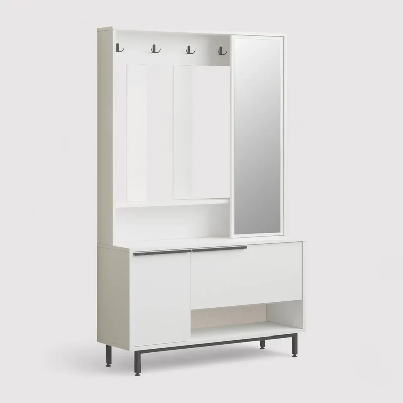 Mikan - Guardaroba da ingresso bianco con specchio