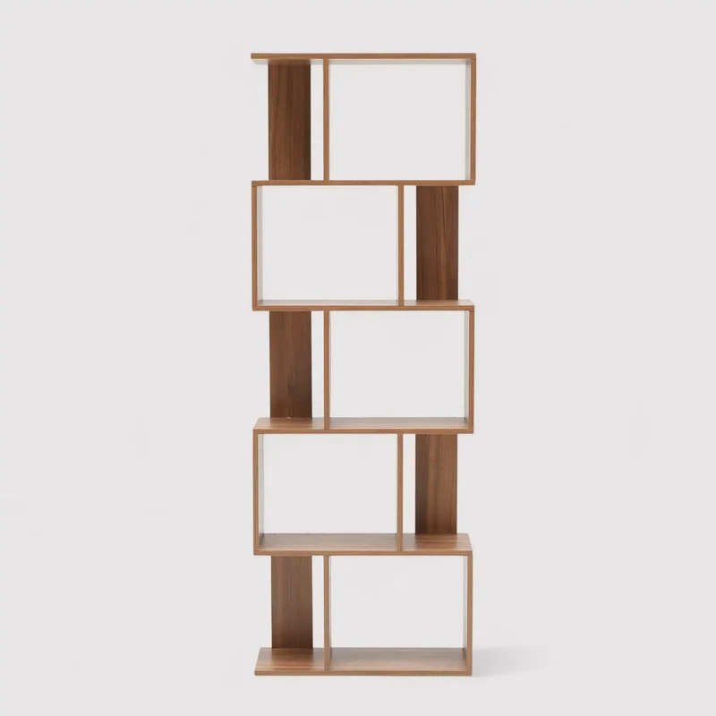 Thunbergia - Libreria marrone color rovere con 5 mensole