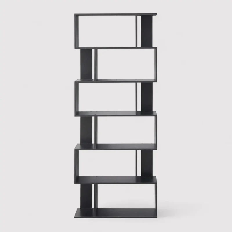 Anemone - Libreria moderna nera con 6 ripiani a scaffale