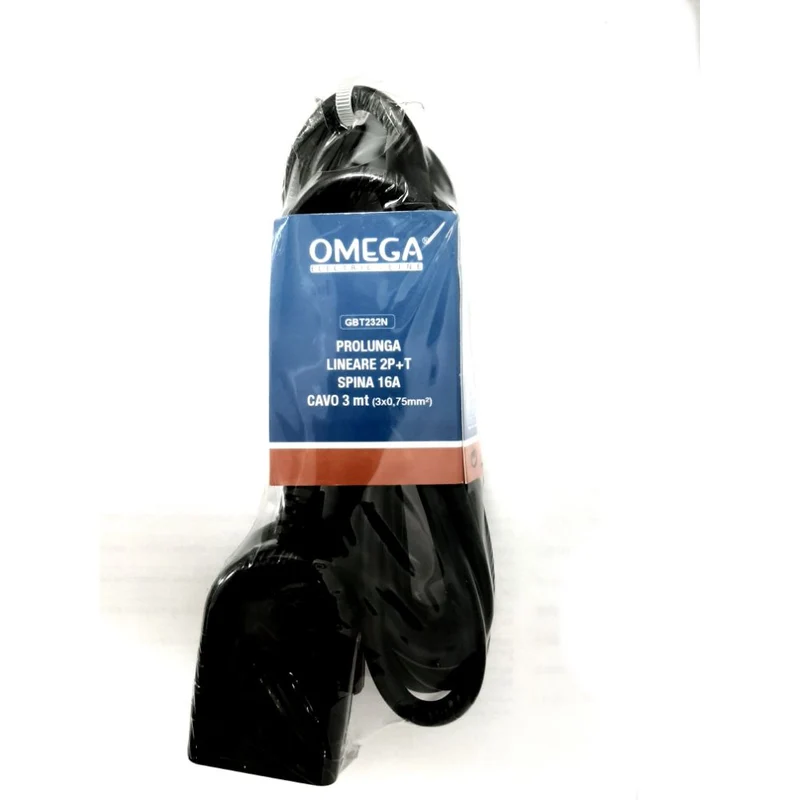 PROLUNGA LINEARE 2P+T SPINA 16A BIPRESA 10/16A CAVO 3MT 3X0,75mm