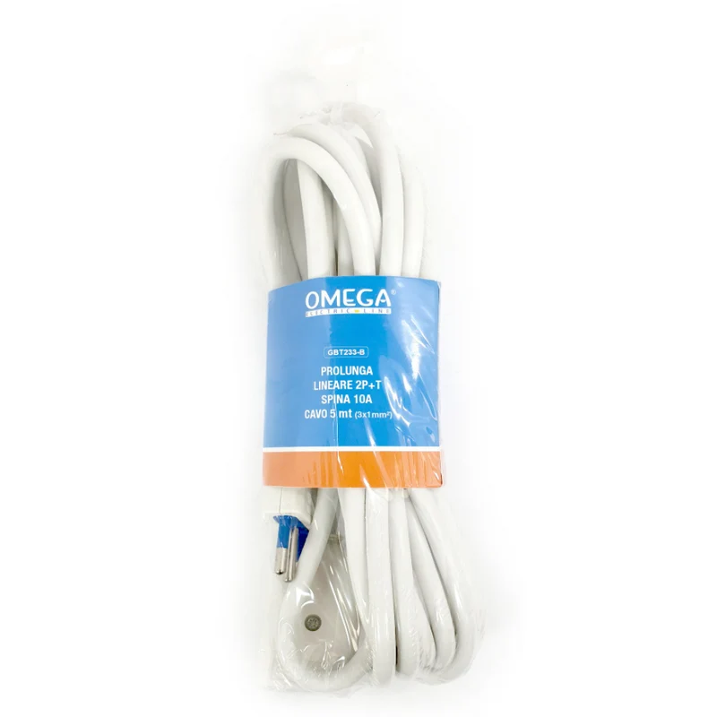 PROLUNGA LINEARE 2P+T SPINA E PRESA 10A CAVO 5MT 3X1MM