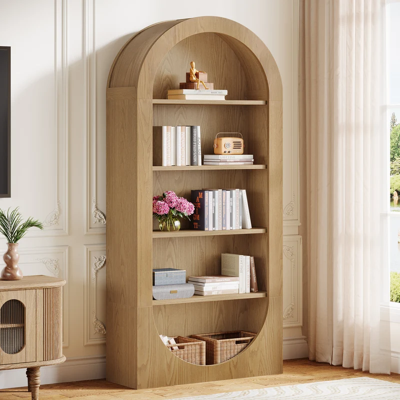 Tribesigns 180 cm Libreria, scaffali curva a 5 ripiani con ripiani aperti