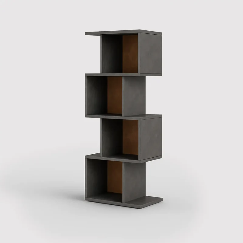 Halleria - Libreria pensile grigio effetto cemento con 4 vani