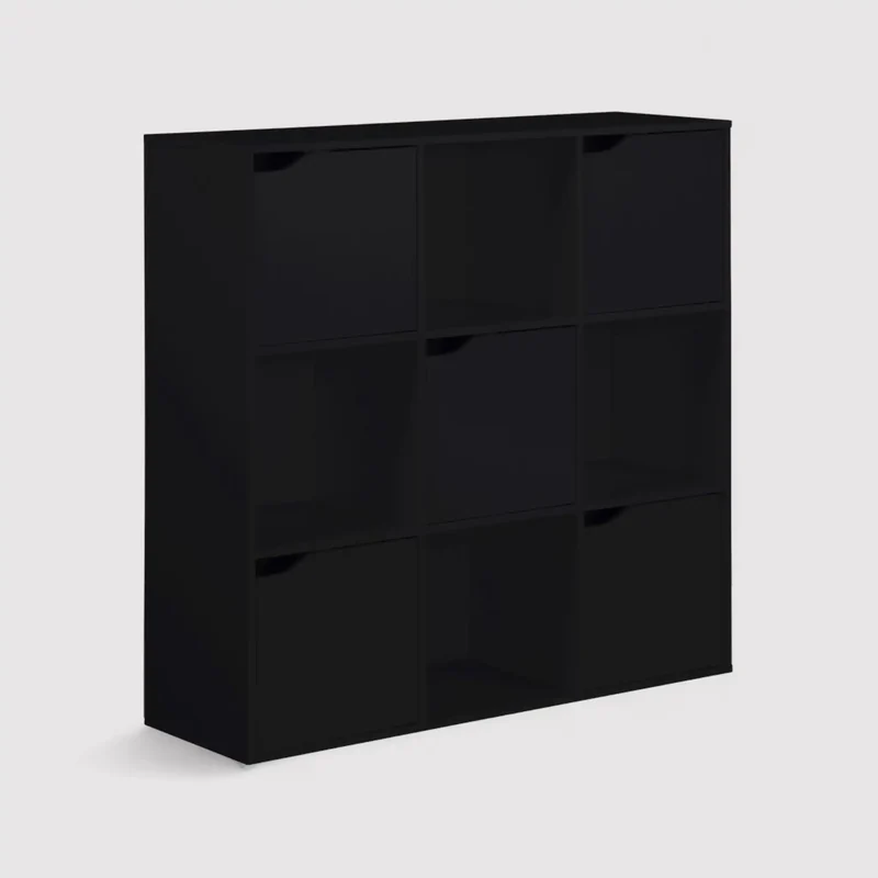 Kachnar - Libreria da terra moderna nera con 9 vani
