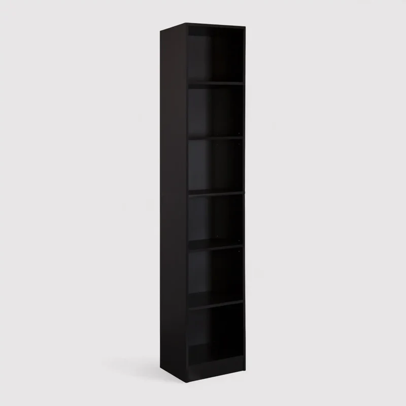 Suyuk - Libreria slim salvaspazio nera con 10 scaffali