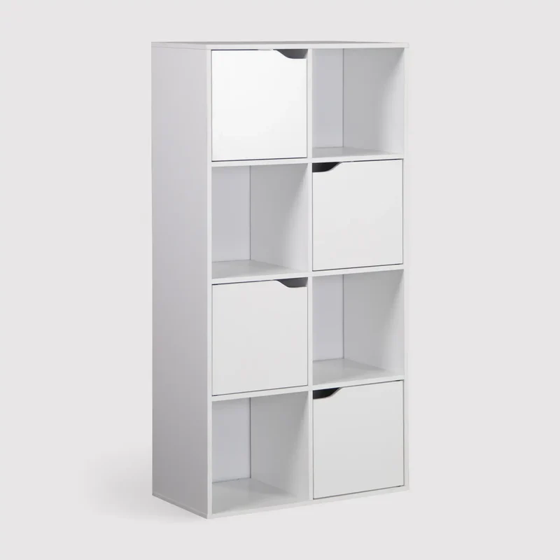 Lissan - Libreria bianca moderna con 8 scomparti