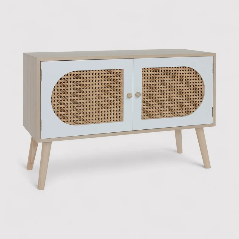 Kengai - Mobile per soggiorno con 2 ante in stile boho e scandinavo