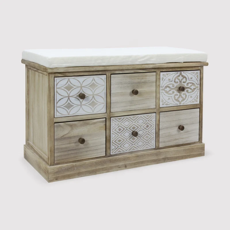 Persea - Cassapanca con cassetti decorati in stile boho