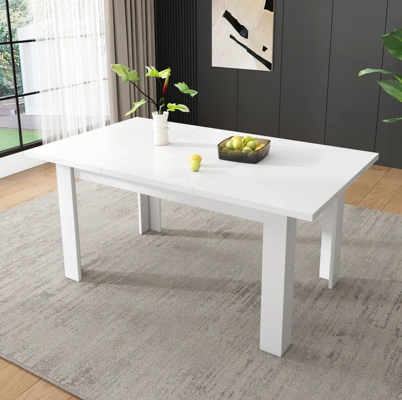 Tavolo da pranzo con contenitore nascosto 120x70 cm in MDF bianco