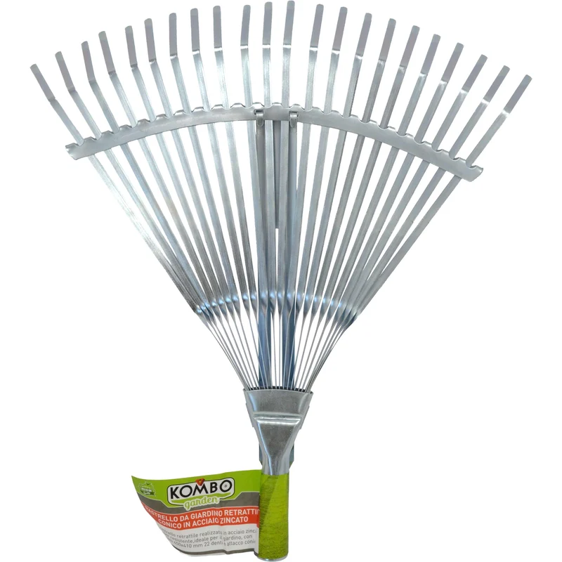 Rastrello da giardino in acciaio zincato retrattile conico, 360x360mm, 22 denti