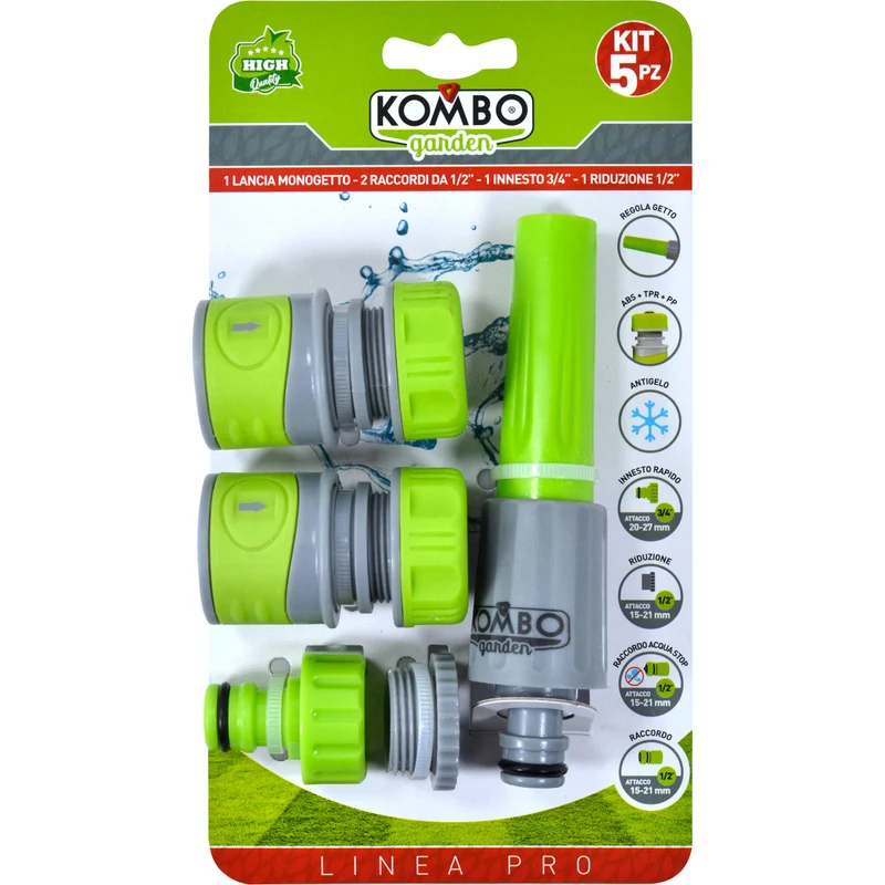 SET IRRIGAZIONE KOMBO GARDEN PRO 5 PZ COMPOSTO DA 1 LANCIA MONIOGETTO