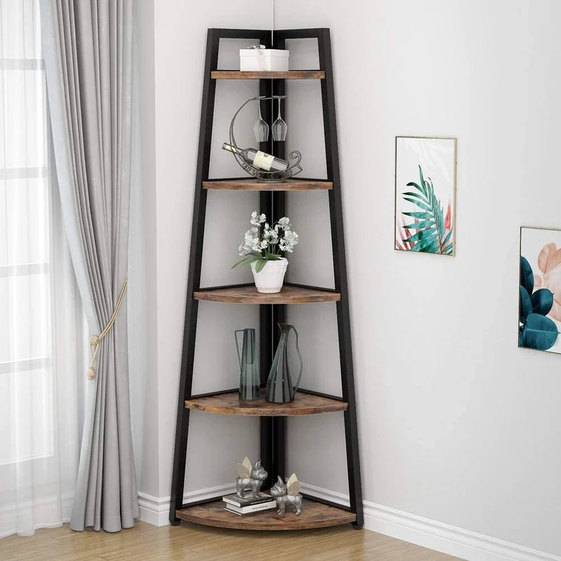 Tribesigns 176 cm Scaffale ad angolo alto, libreria ad angolo a 5 livelli Scaffale a scala Supporto per piante