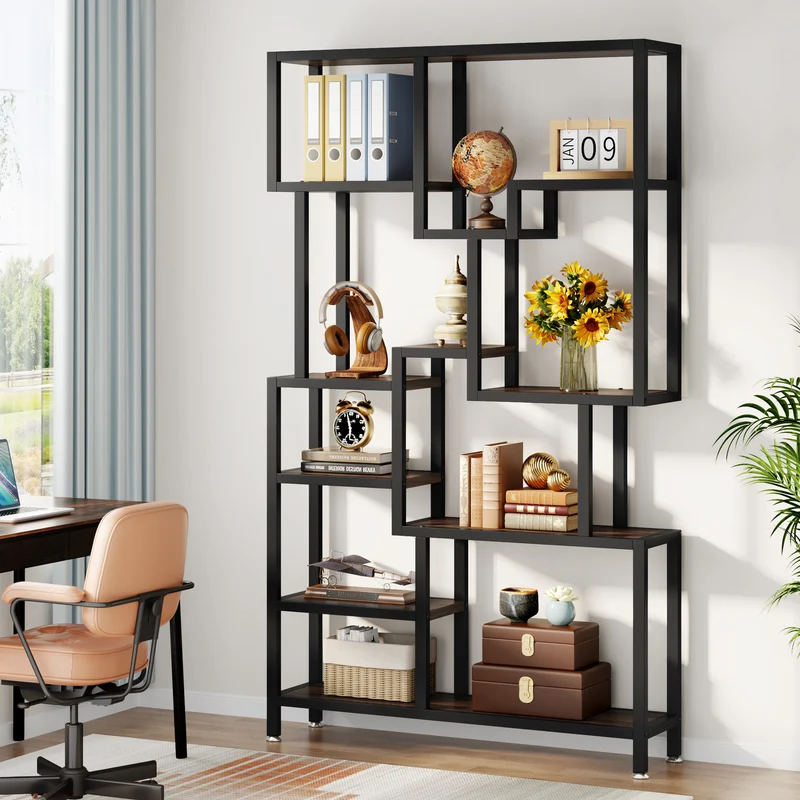 Tribesigns Libreria a 7 ripiani, scaffale espositivo Etagere da 180 cm, scaffale industriale