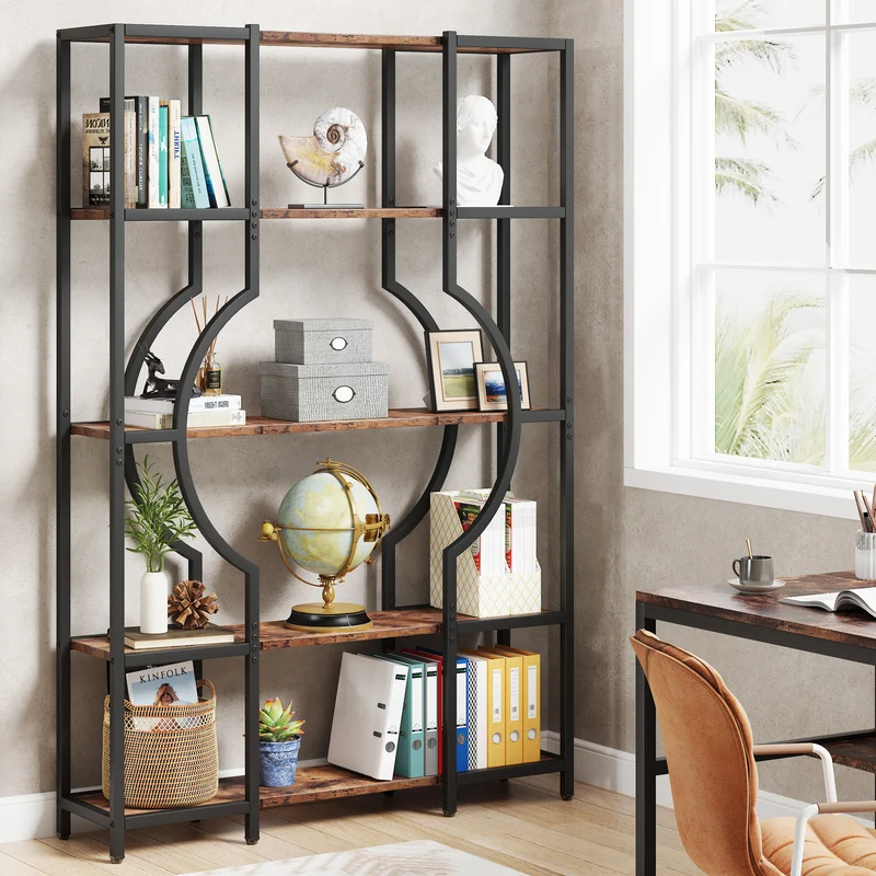 Tribesigns Libreria industriale a 5 ripiani,Scaffale alta vintage con 12 ripiani espositivi aperti