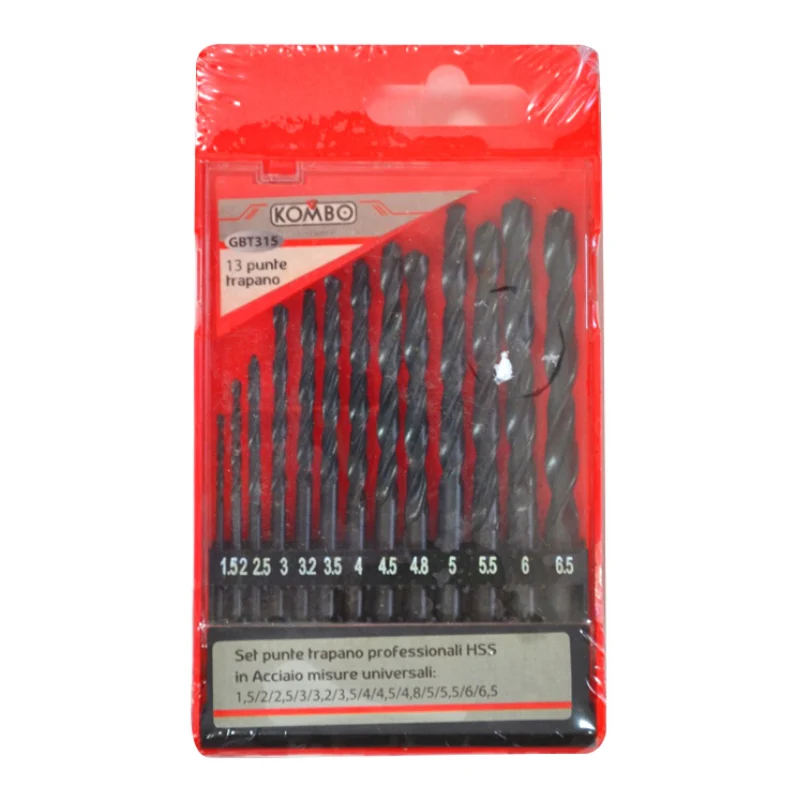 Punte Trapano HSS Acciaio 13 pz Misure da 1,5 a 6,5mm