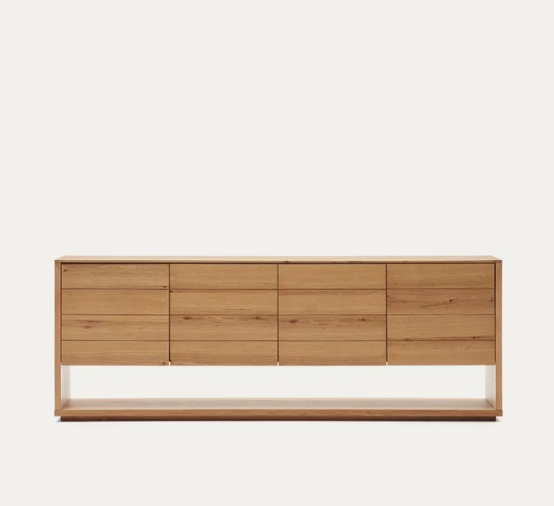 Credenza Alguema 4 ante impiallacciato rovere finitura naturale 200 x 74 cm